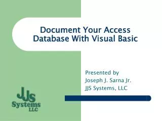 Document Your Access Database With Visual Basic
