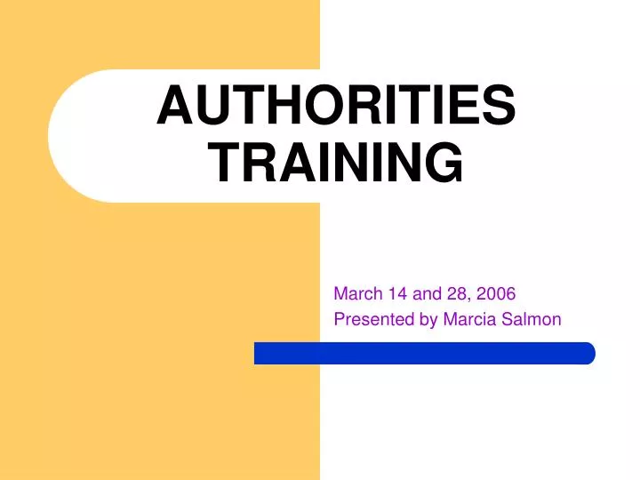 authorities training