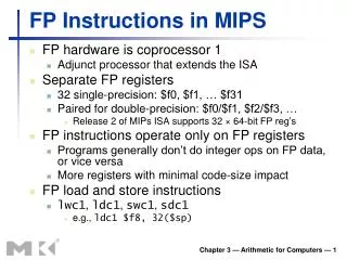 FP Instructions in MIPS