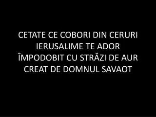 AVEM NĂDEJDE CĂ ODATĂ TE VOM VEDEA ACOLO SUS ACOLO-N SFÂNTA-MPĂRĂŢIE IERUSALIMUL CEL DE SUS