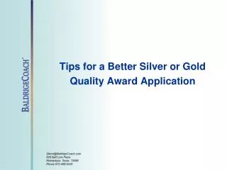 Tips for a Better Silver or Gold Quality Award Application