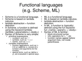 Functional languages (e.g. Scheme, ML)