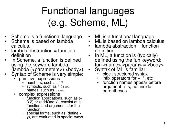 functional languages e g scheme ml