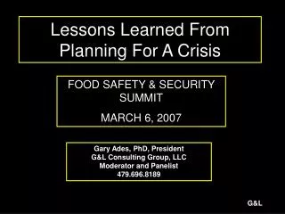 Lessons Learned From Planning For A Crisis