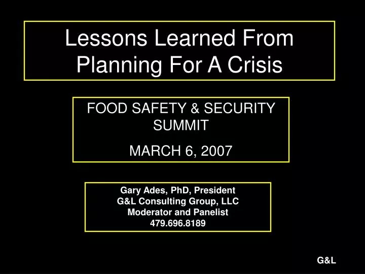 lessons learned from planning for a crisis