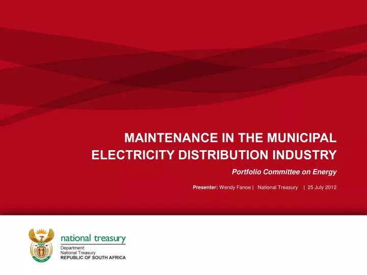 maintenance in the municipal electricity distribution industry