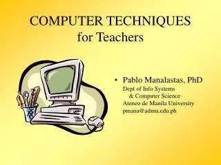 COMPUTER TECHNIQUES for Teachers