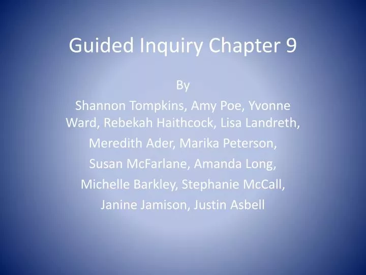 guided inquiry chapter 9