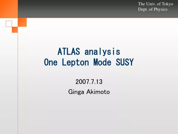 atlas analysis one lepton mode susy