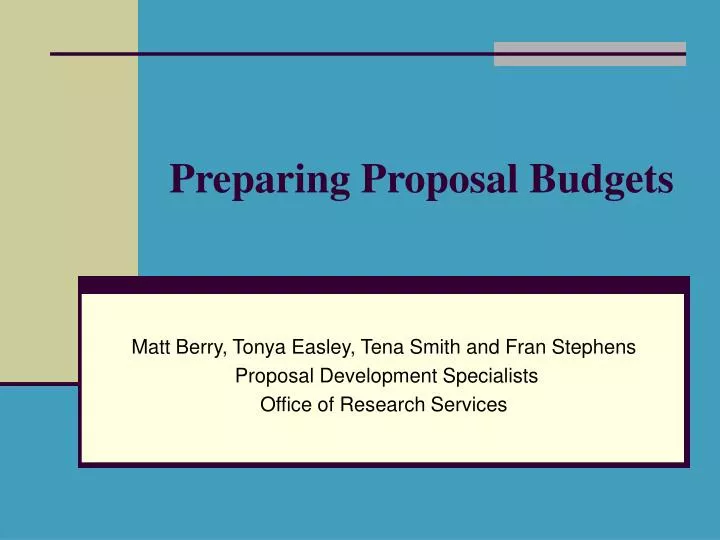 preparing proposal budgets