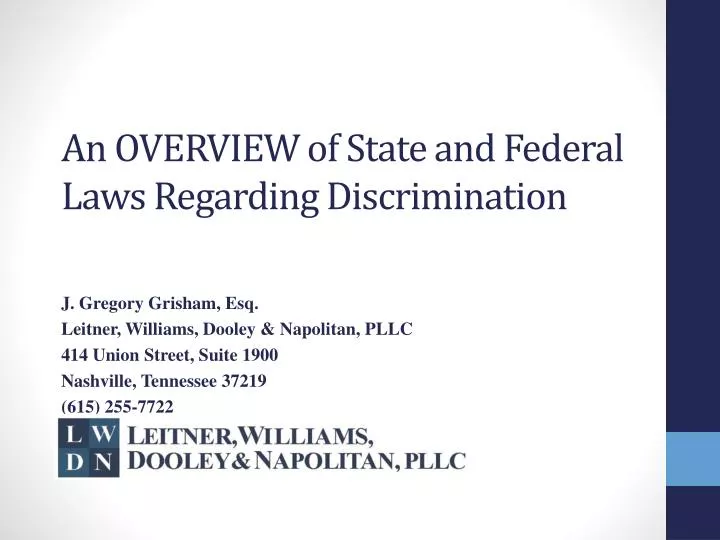an overview of state and federal laws regarding discrimination