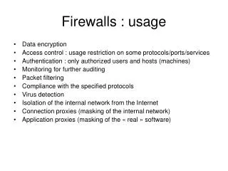 Firewalls : usage