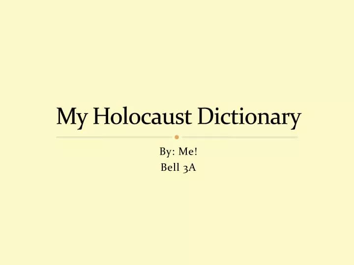 my holocaust dictionary