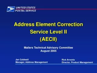 Address Element Correction Service Level II (AECII)