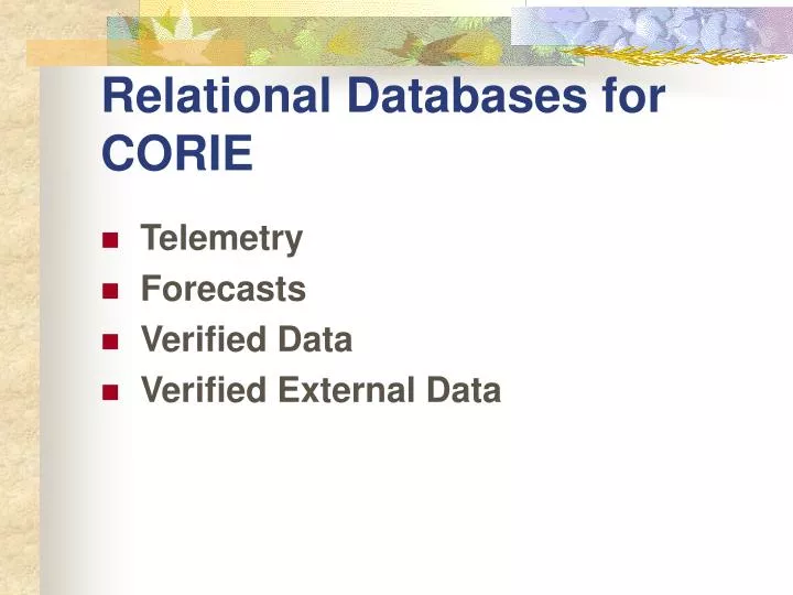 relational databases for corie