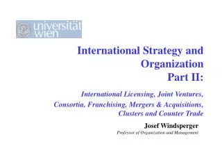 Josef Windsperger Professor of Organization and Management