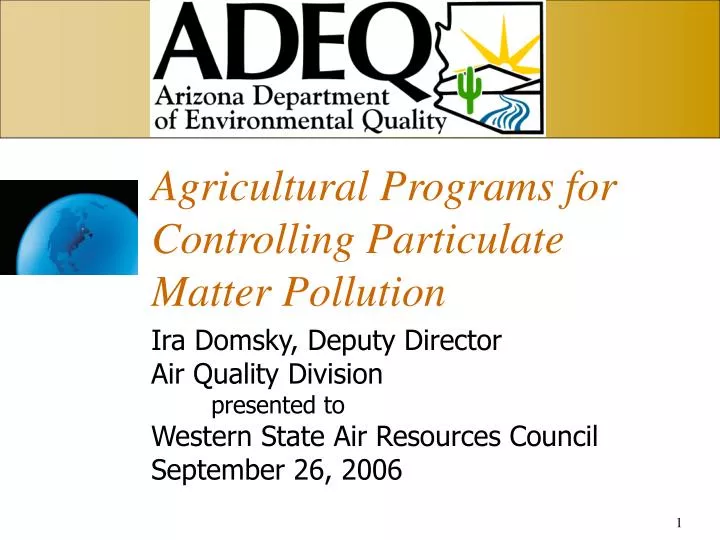 agricultural programs for controlling particulate matter pollution