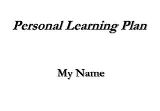 Personal Learning Plan