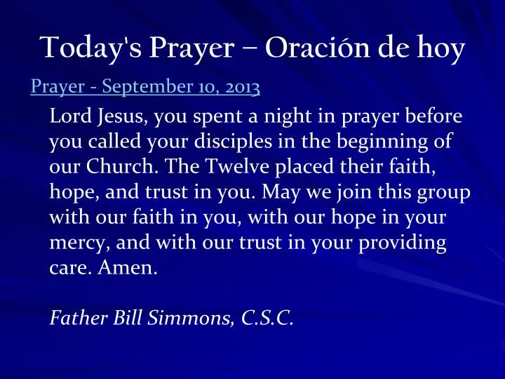 today s prayer oraci n de hoy