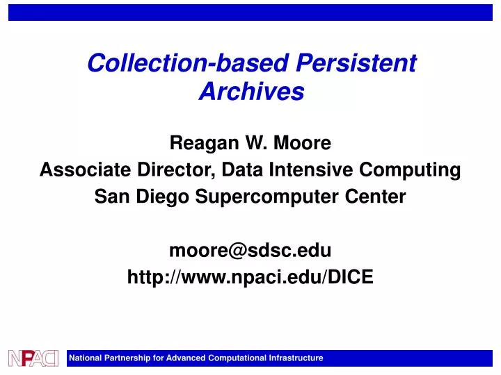 collection based persistent archives