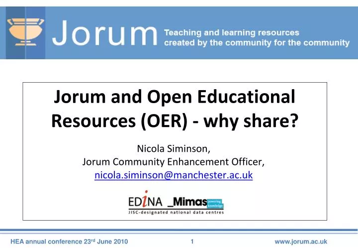 jorum and open educational resources oer why share