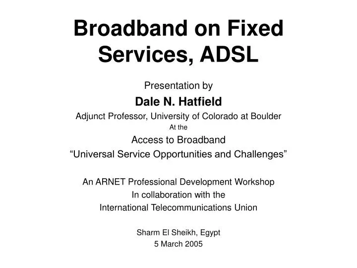 broadband on fixed services adsl
