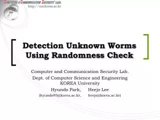 Detection Unknown Worms Using Randomness Check