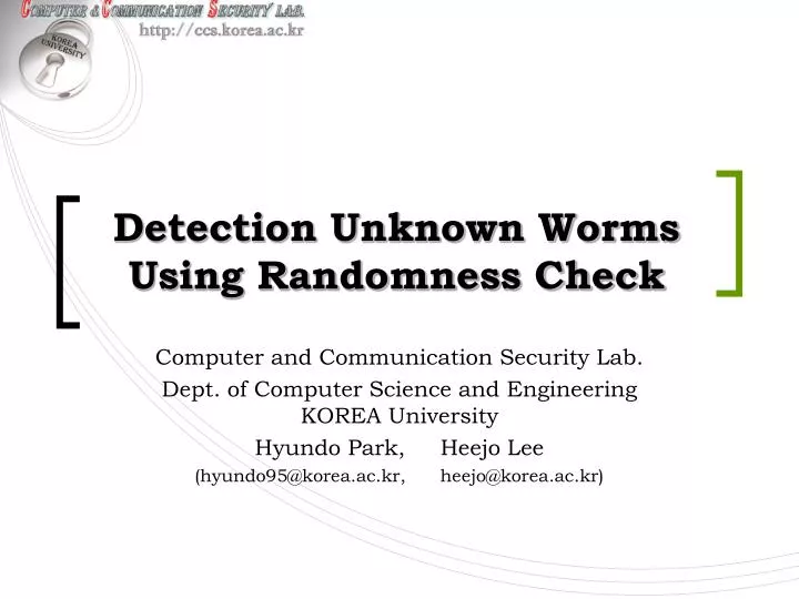 detection unknown worms using randomness check