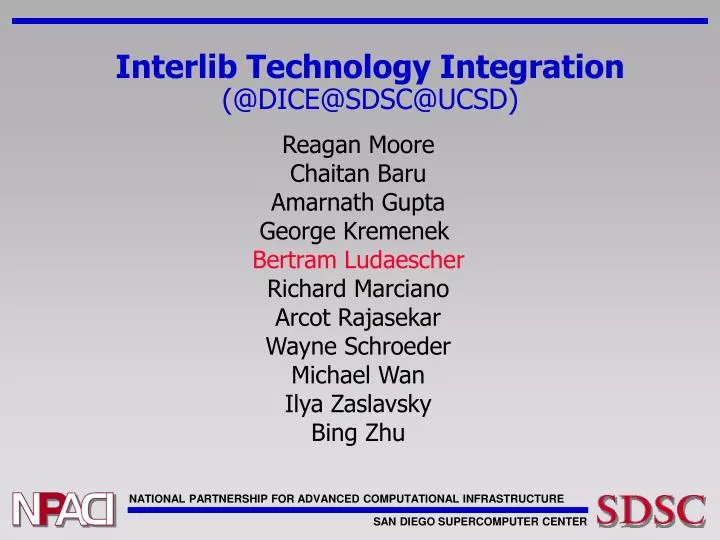 interlib technology integration @dice@sdsc@ucsd