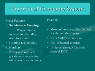 Traditional Economic System