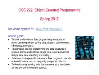 CSC 222: Object-Oriented Programming Spring 2012