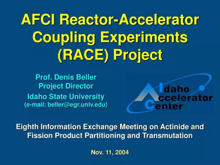 afci reactor accelerator coupling experiments race project