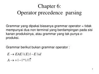 chapter 6 operator precedence parsing