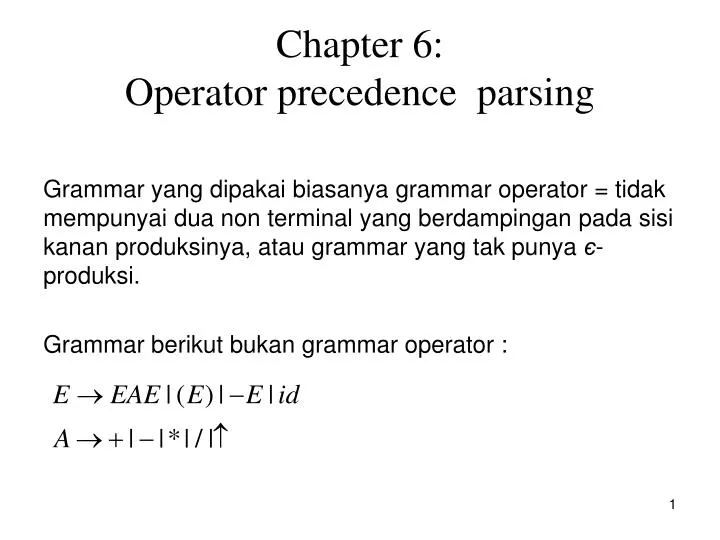 chapter 6 operator precedence parsing
