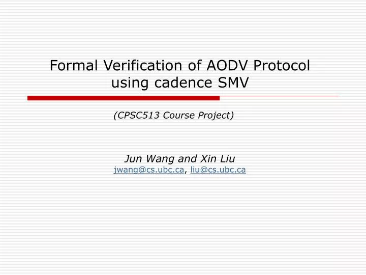 formal verification of aodv protocol using cadence smv