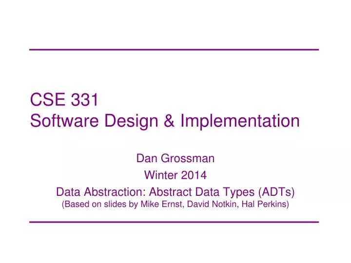 cse 331 software design implementation