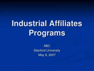 Industrial Affiliates Programs