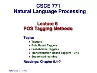 Lecture 6 POS Tagging Methods