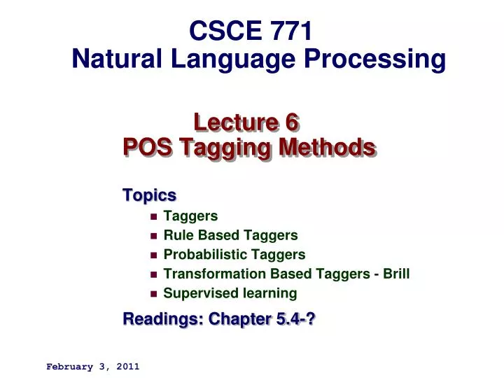 lecture 6 pos tagging methods