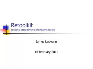 Retoolkit scripting-based reverse engineering toolkit