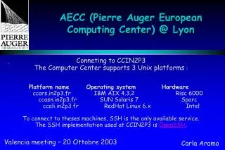 AECC (Pierre Auger European Computing Center) @ Lyon
