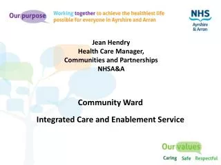 Jean Hendry Health Care Manager, Communities and Partnerships NHSA&amp;A