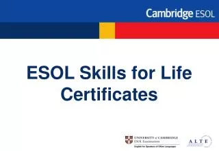 ESOL Skills for Life Certificates