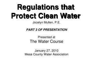 Regulations that Protect Clean Water