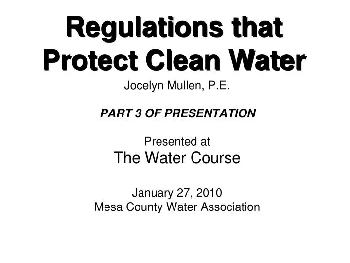 regulations that protect clean water