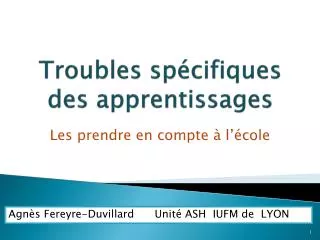 troubles sp cifiques des apprentissages