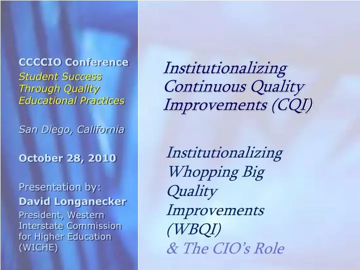 institutionalizing continuous quality improvements cqi
