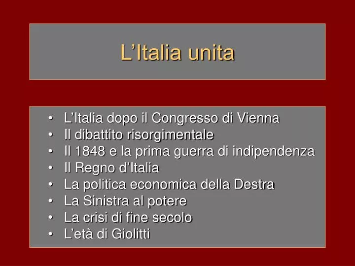 l italia unita