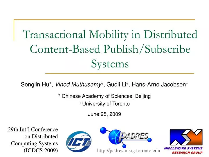 transactional mobility in distributed content based publish subscribe systems