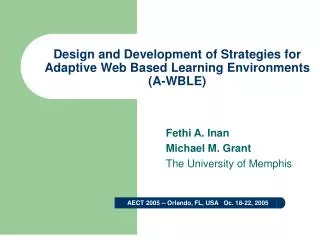 Design and Development of Strategies for Adaptive Web Based Learning Environments (A-WBLE)